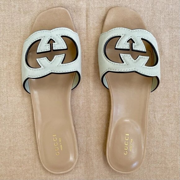 NWT Gucci Sandal Slides in Salvy Green Suede - Size EU 37.5 / US 7.5 - Picture 3 of 16